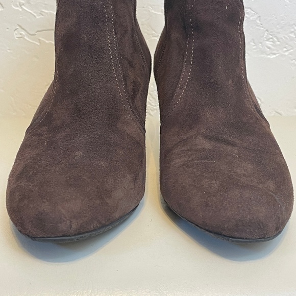 Sam Edelman {7} 'Maddie' Dark Brown Suede Zip Up Ankle Booties - Picture 3 of 11
